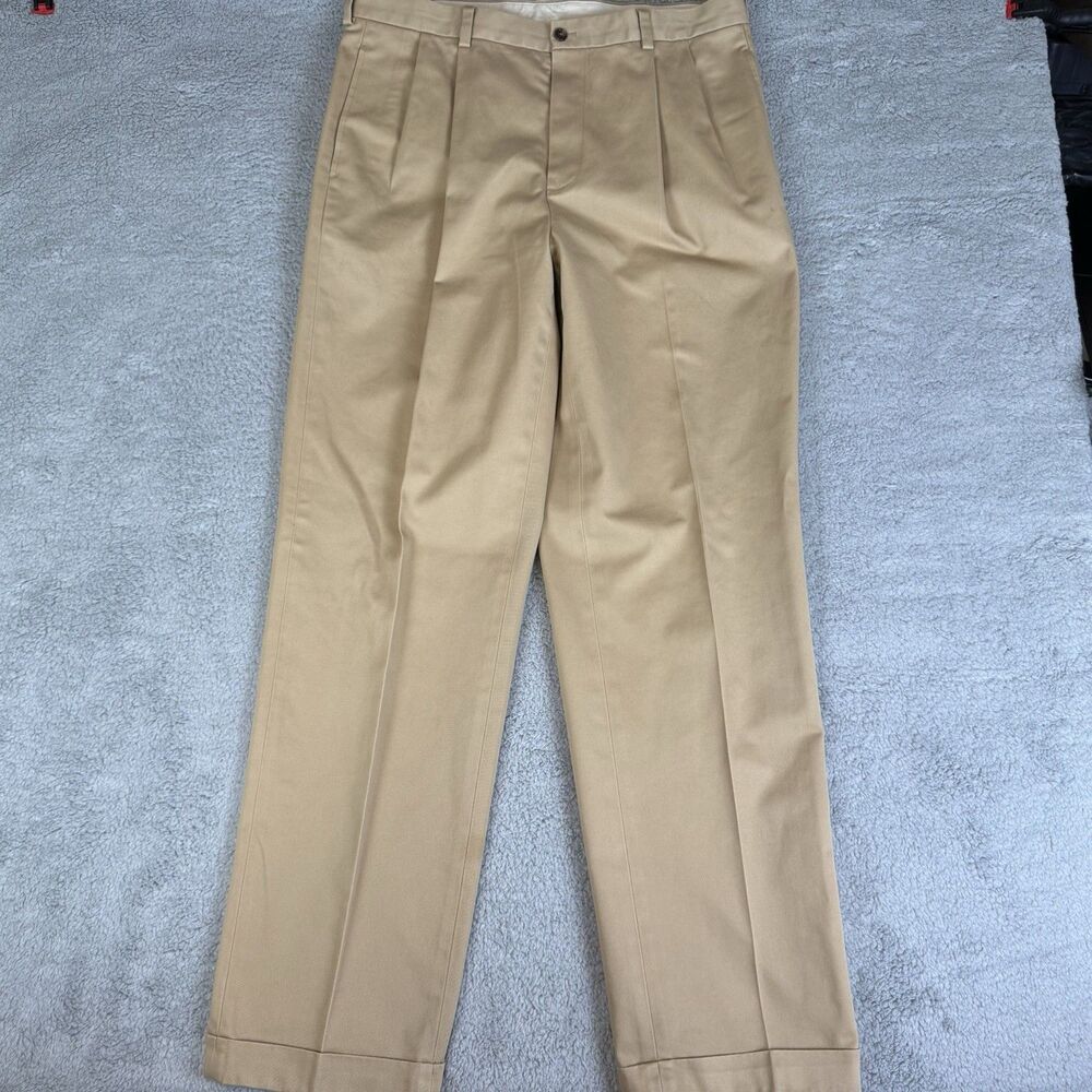 Brooks Brothers Pants Mens 36x34 Beige Advantage Chino Elliot Pleated Cuffed